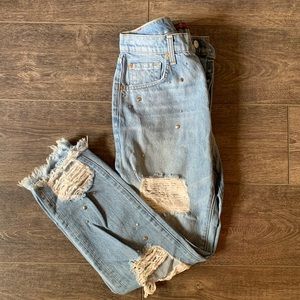 7 for All Mankind Distressed Studded Jeans